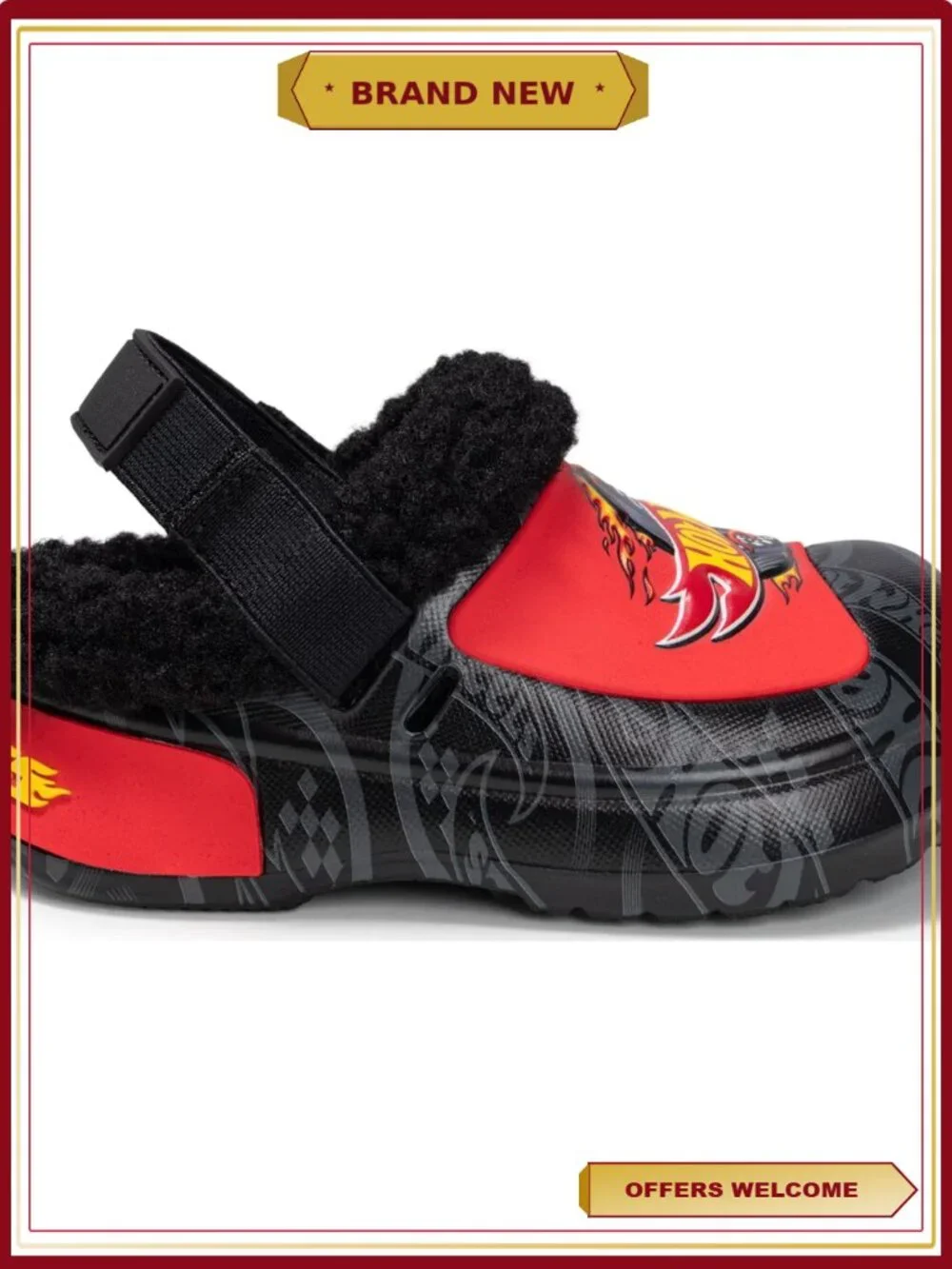 Hot Wheels Toddler Boys Faux Fur Lined Clog Shoes